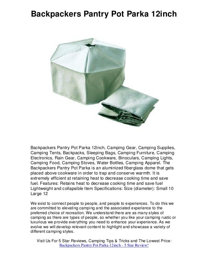 Backpackers Pantry Pot Parka 12inch 5 Star Review Must Have