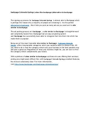 backpage Colorado Springs| sites like backpage |alternative to backpage