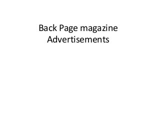 Back Page magazine
Advertisements
 