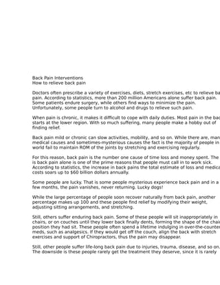 Tips and tricks about back pain