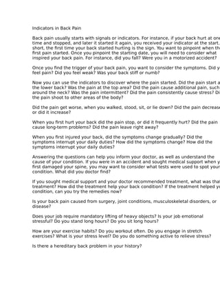 Tips and tricks about back pain