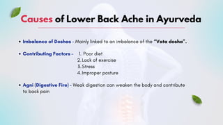 Lower Back pain solutions through Ayurveda | PDF