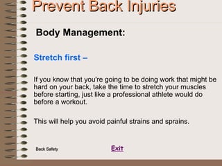 Back safety ppt | PDF