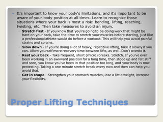 Back safety l Ergonomic Design | PDF