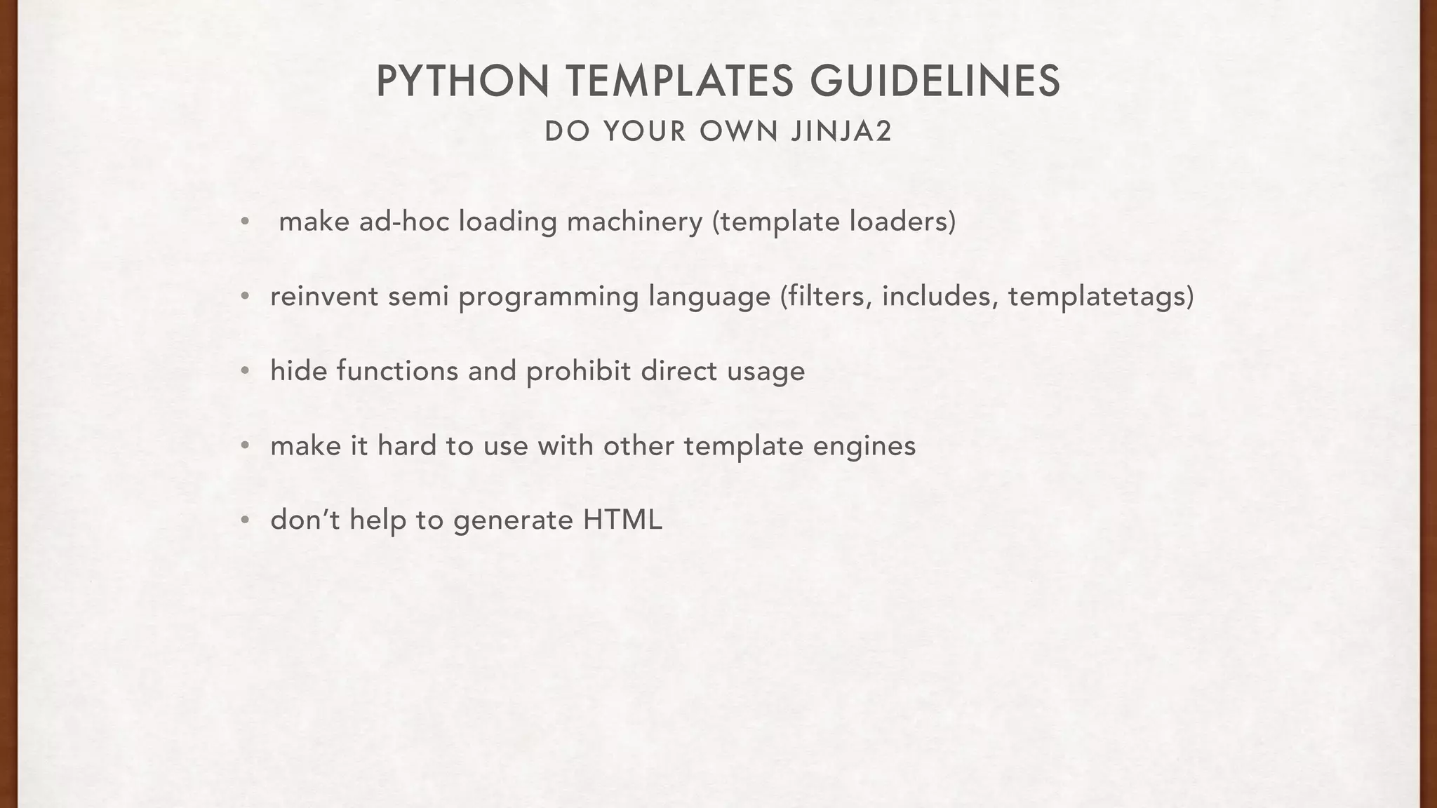 Backslant or python templates engines design guidelines. | PPT