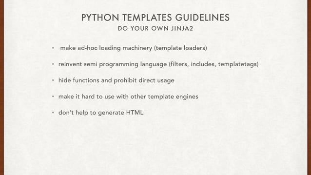 Backslant or python templates engines design guidelines. | PPT