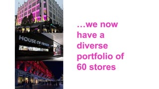 …we now
have a
diverse
portfolio of
60 stores
 