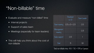 “Non-billable” time
                                                                  Developer
 Evaluate and measure “non...