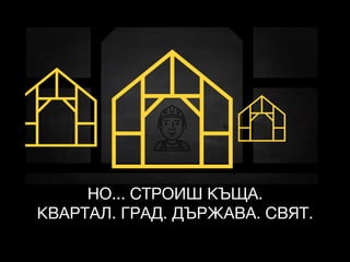 НО... СТРОИШ КЪЩА.

КВАРТАЛ. ГРАД. ДЪРЖАВА. СВЯТ.
 
