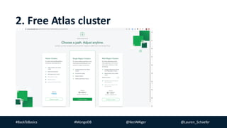#BackToBasics #MongoDB @KenWAlger @Lauren_Schaefer
2. Free Atlas cluster
 