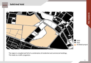 MACRO Solid And Void
Solid
Void
Al.Abdali project
The region is crowded and full of a combination of residential and commercial buildings.
This leads to a traffic congestion.
44
 