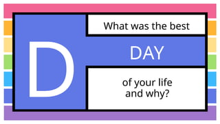 What was the best
of your life
and why?
D DAY
 