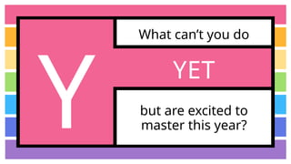 What can’t you do
but are excited to
master this year?
Y YET
 
