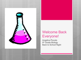 Welcome Back Everyone! Angelica Piccolo 9th Grade Biology Back to School Night 