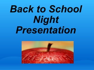 Back to School Night Presentation 