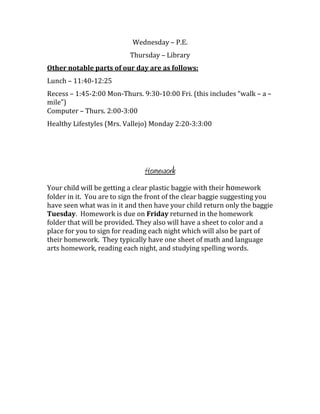 H8 School Packet Example Back to school packet | PDF