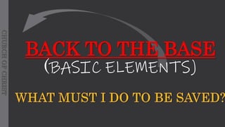 BACK TO THE BASE
(BASIC ELEMENTS)
CHURCH
OF
CHRIST
 