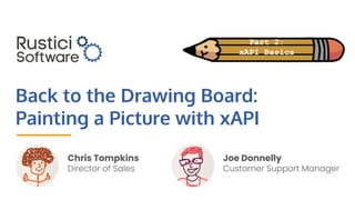 Back to the Drawing Board:
Painting a Picture with xAPI
Joe Donnelly
Customer Support Manager
Chris Tompkins
Director of Sales
Part 2:
xAPI Basics
 