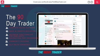 C O M P L E T E S O C I A L P L A T F O R M
B A S I C & I N D E P T H E D U C A T I O N
Day Trader
The 90
Create your prof...
