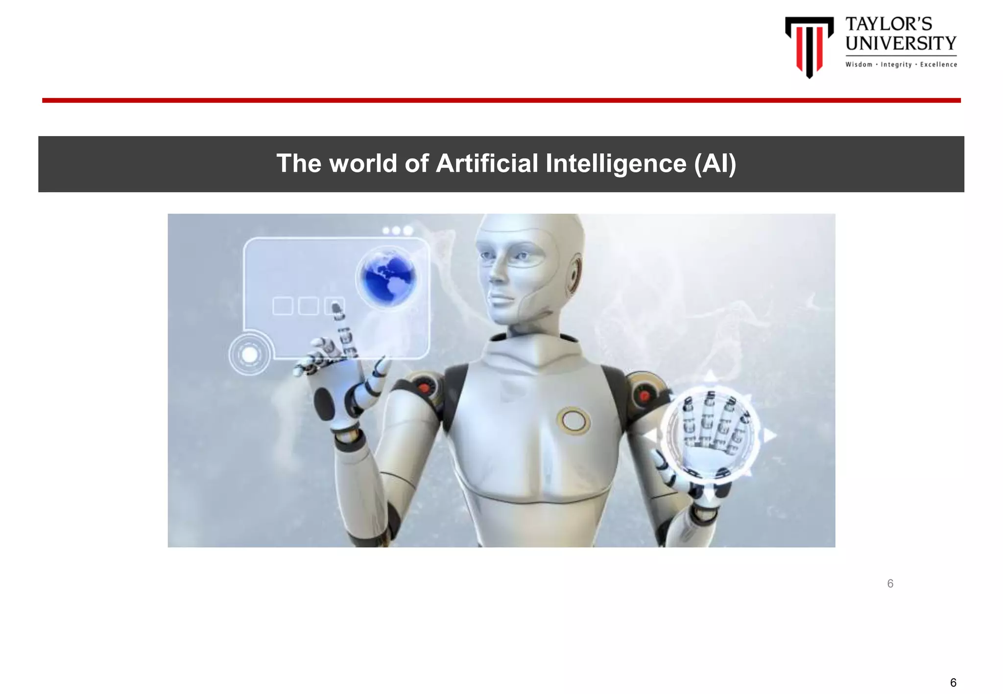 6
The world of Artificial Intelligence (AI)
6
 