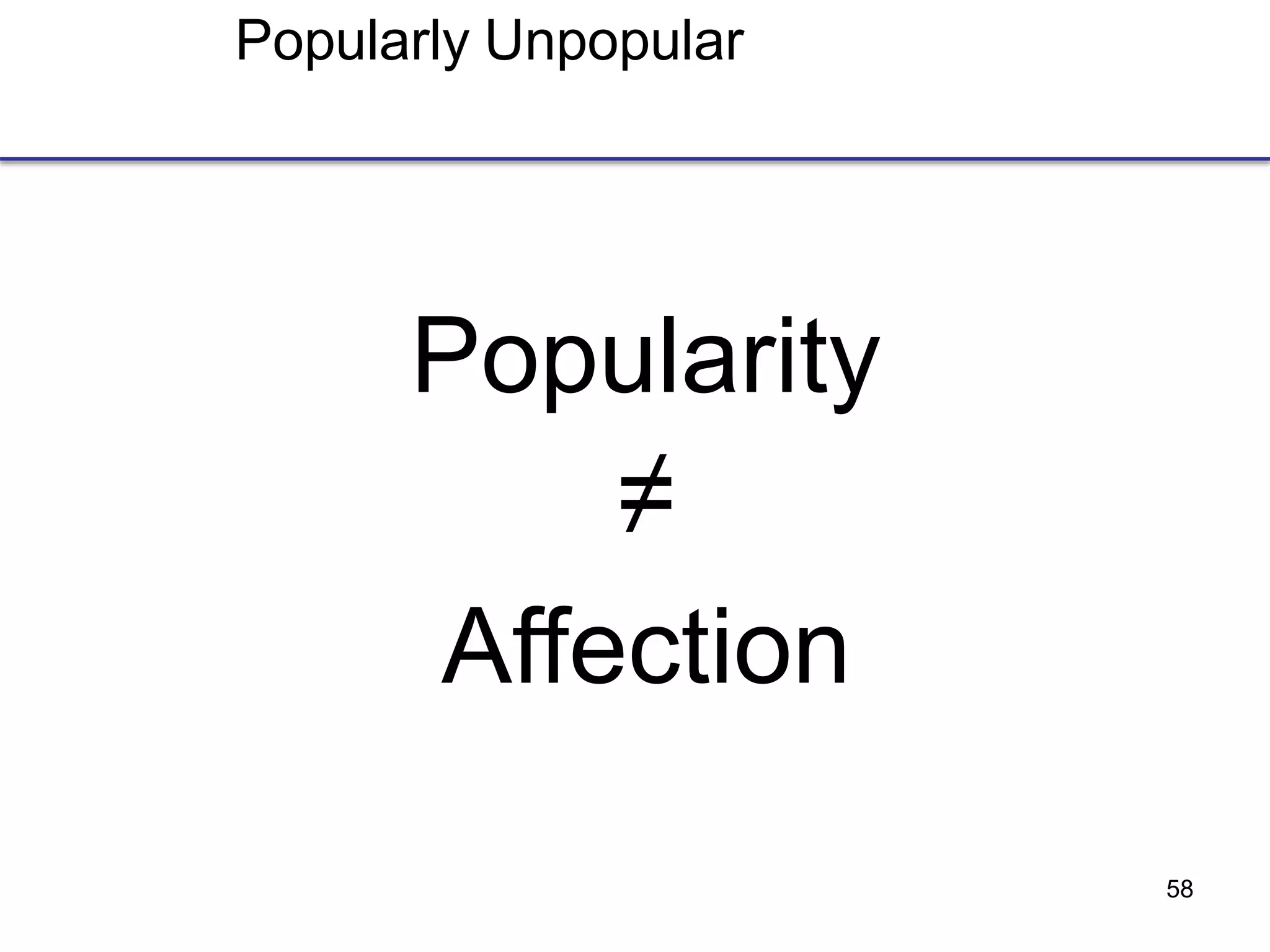 58
Popularly Unpopular
Popularity
≠
Affection
 