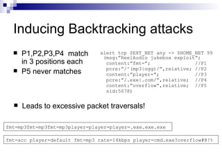 Backtracking Algorithmic Complexity Attacks Against a NIDS | PPT