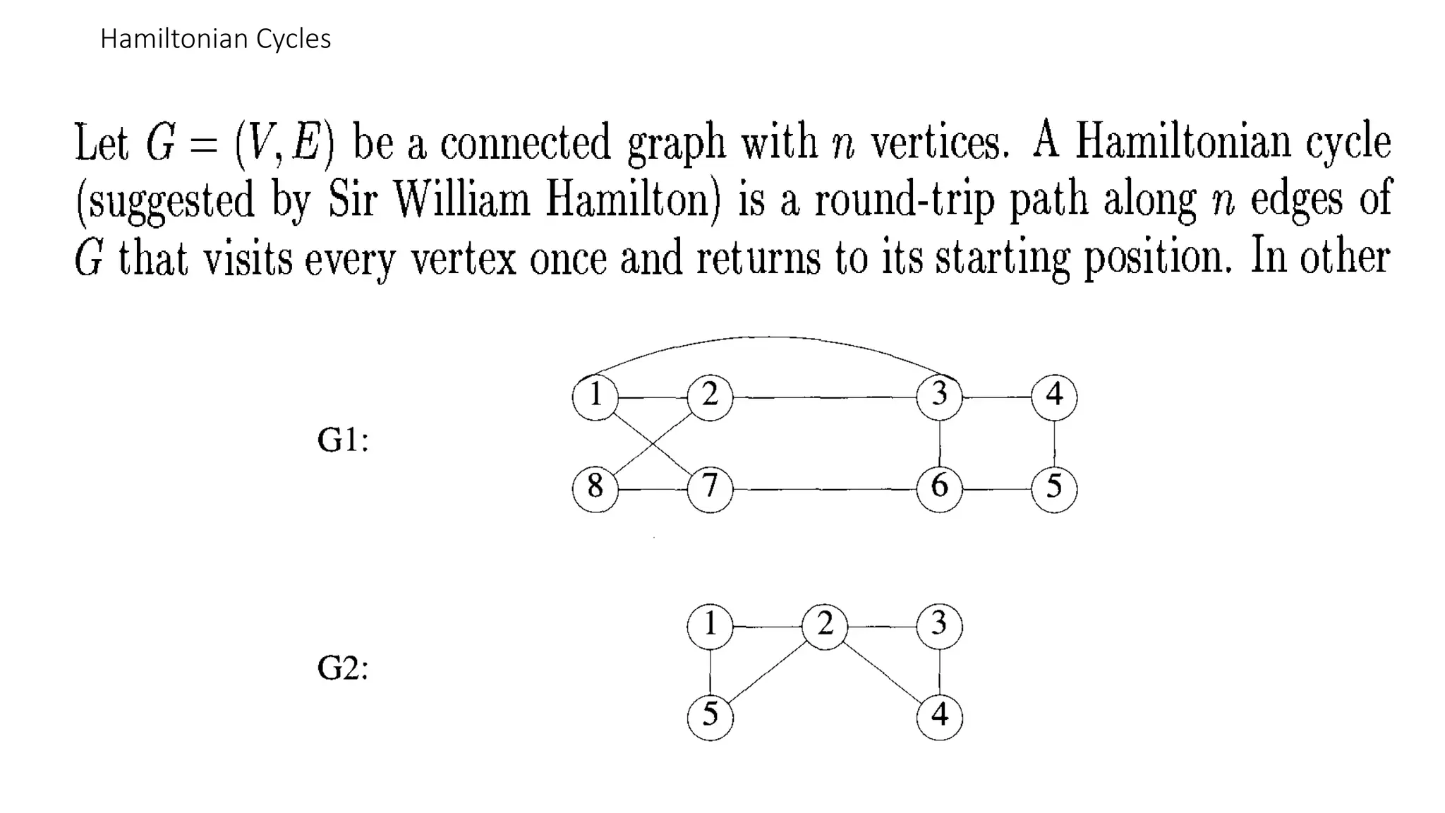 Hamiltonian Cycles
 