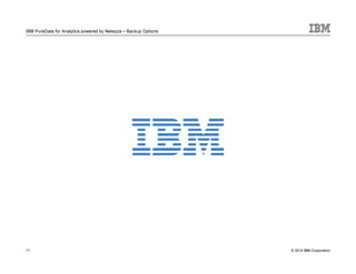 © 2014 IBM Corporation
IBM PureData for Analytics powered by Netezza – Backup Options
17
 