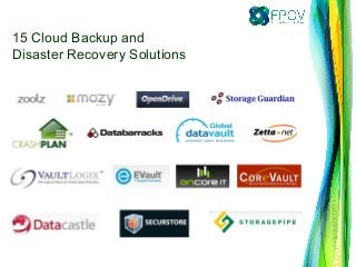 15 Cloud Backup and
Disaster Recovery Solutions
 