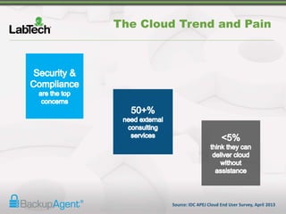 Source: IDC APEJ Cloud End User Survey, April 2013
The Cloud Trend and Pain
 