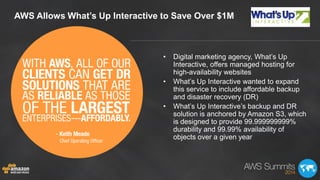 • Digital marketing agency, What’s Up
Interactive, offers managed hosting for
high-availability websites
• What’s Up Inter...