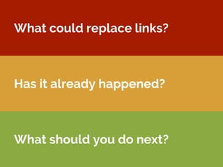 Has it already happened?
What could replace links?
What should you do next?
 