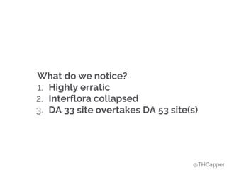 @THCapper
What do we notice?
1. Highly erratic
2. Interflora collapsed
3. DA 33 site overtakes DA 53 site(s)
 