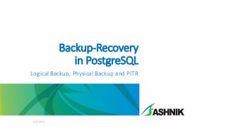 Backup-Recovery
in PostgreSQL
Logical Backup, Physical Backup and PITR

15/7/2013

 