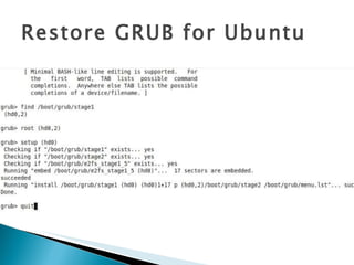 Restore GRUB for Ubuntu 