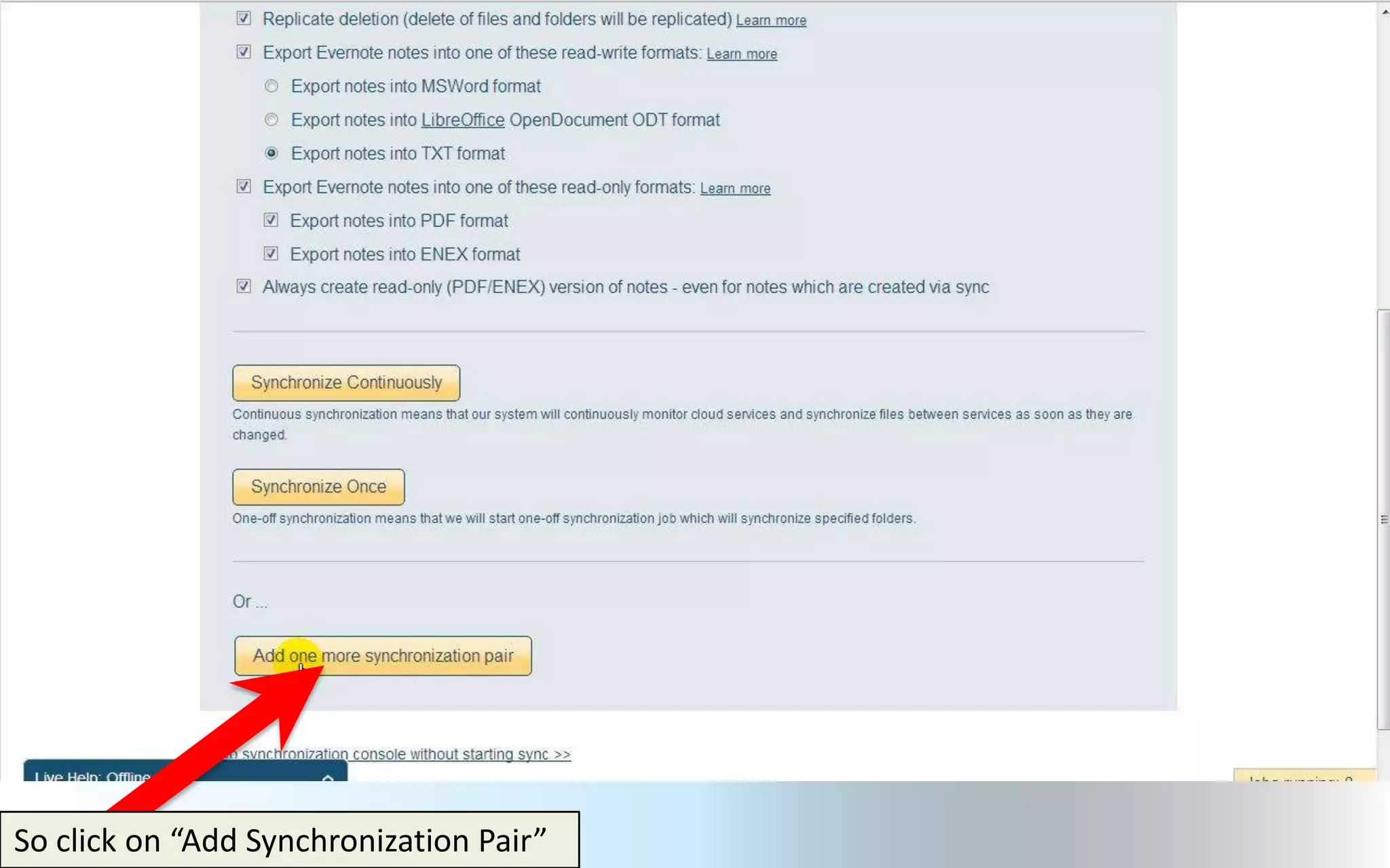 So click on “Add Synchronization Pair”
 