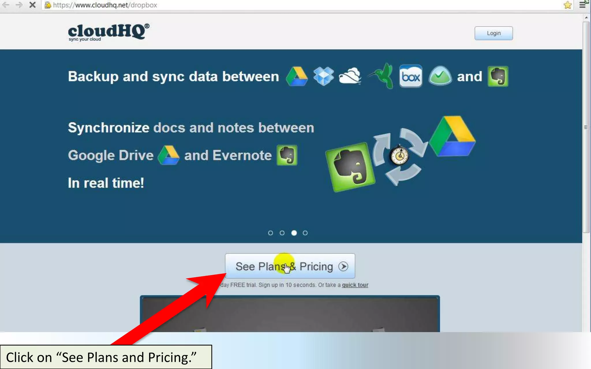 Click on “See Plans and Pricing.”
 