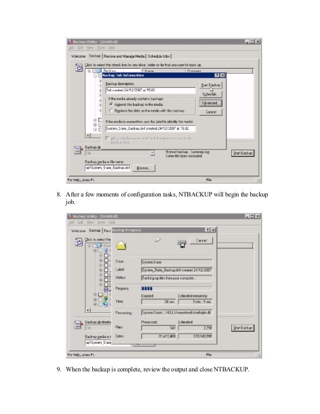 Backup windows server 2003 active directory