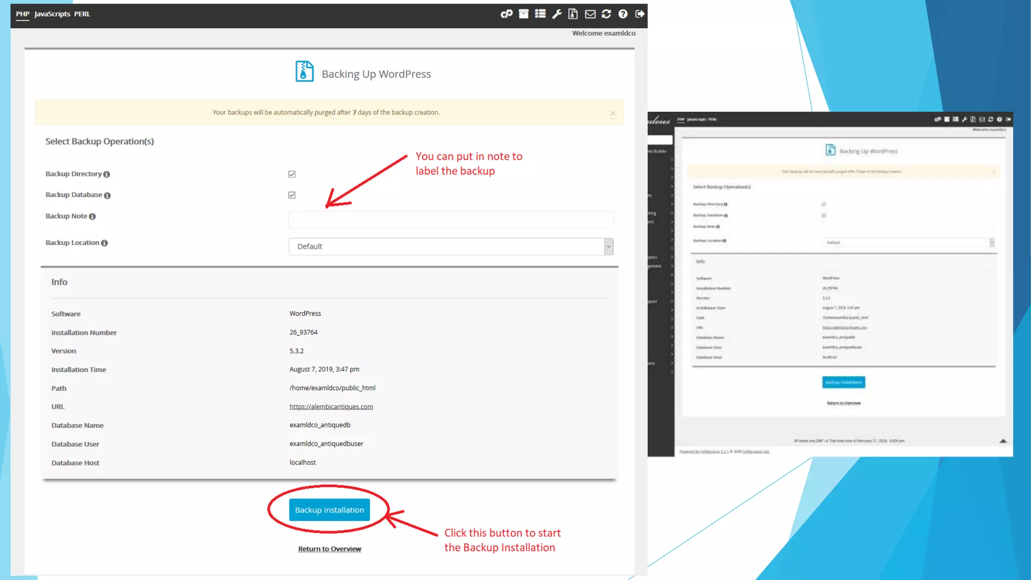 Backup wordpress on CPanel
