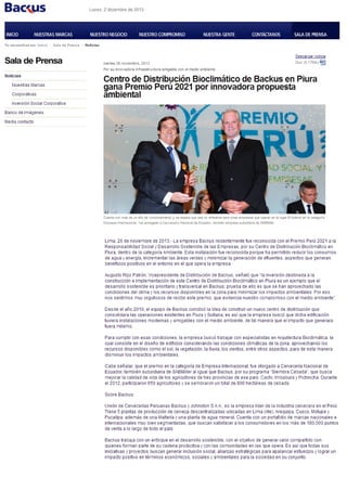 Centro de Distribución Bioclimático de Backus en Piura gana Premio Perú 2021 por innovadora propuesta ambiental