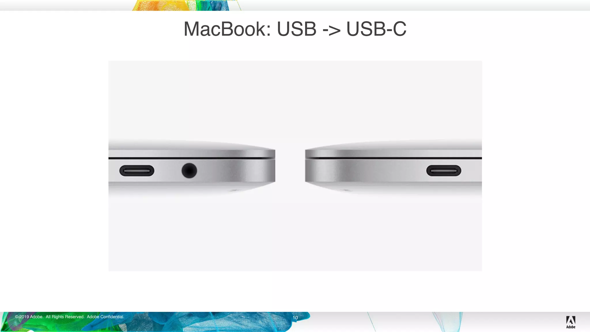 © 2019 Adobe. All Rights Reserved. Adobe Confidential.
MacBook: USB -> USB-C
10
 