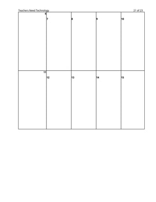 Teachers Need Technology                    21 of 23
                     6

                        7    8    9    10




                   11

                        12   13   14   15
 