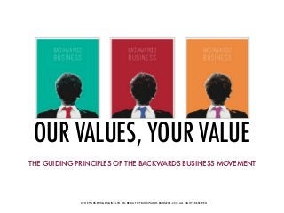OUR VALUES, YOUR VALUE
THE GUIDING PRINCIPLES OF THE BACKWARDS BUSINESS MOVEMENT
©THE MARKETING ENGINE LTD ON BEHALF OF BA...