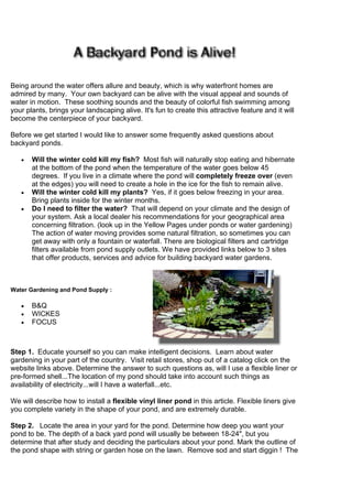 Backyard pond | PDF