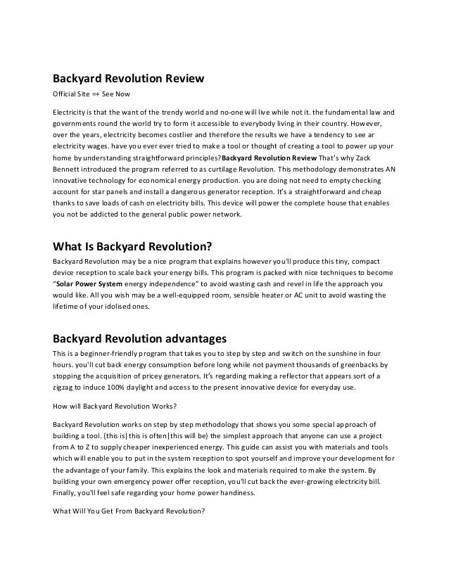 Backyard Revolution Review Best Solar Power System