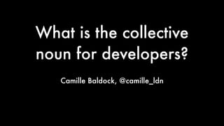 What is the collective
noun for developers?
Camille Baldock, @camille_
 