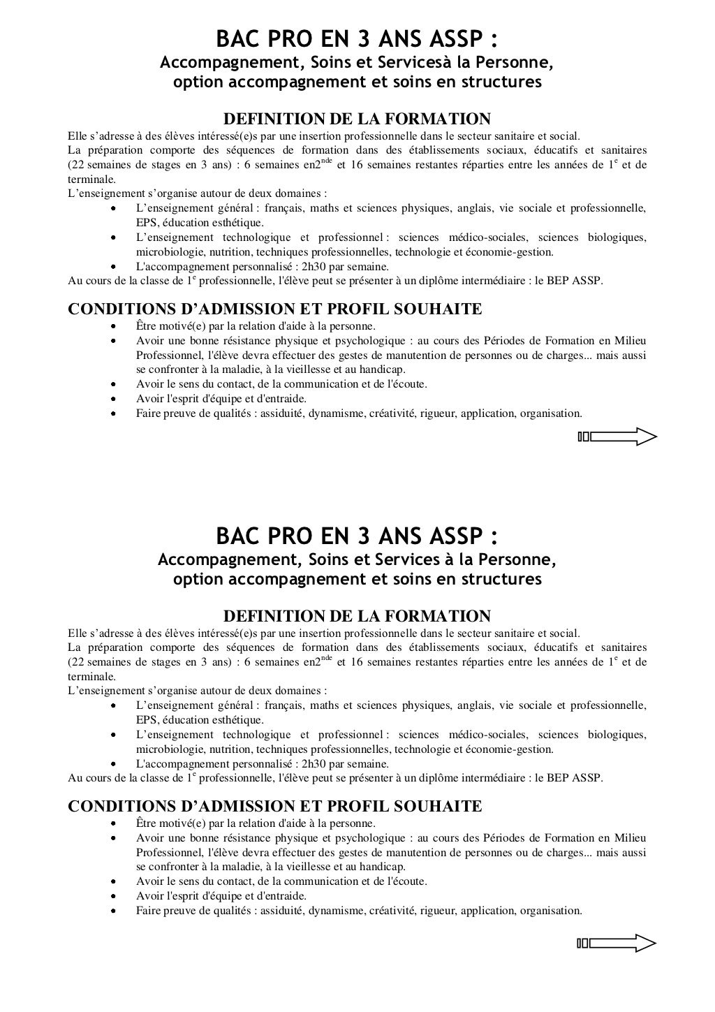 Bac pro assp