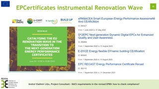 40
EPCertificates instrumental Renovation Wave
Andrei Vladimir Lițiu, Project Consultant – BACS requirements in the revise...