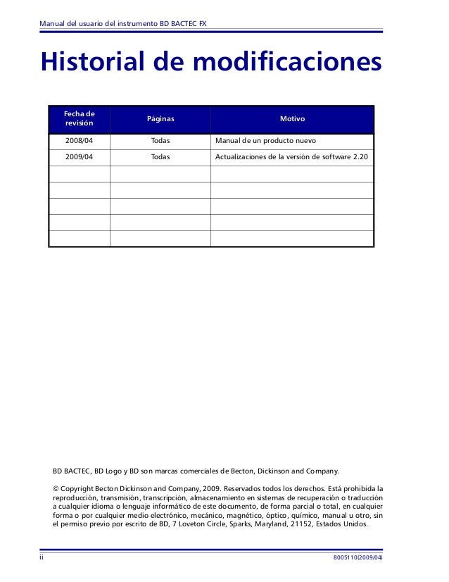 BD Bactec FX manual de usuario