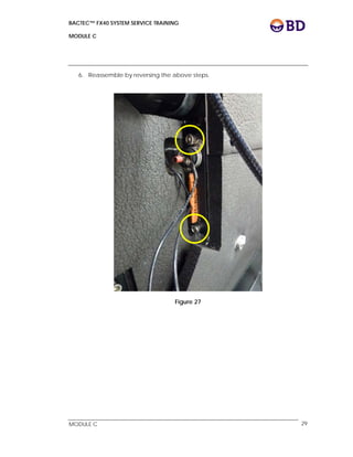 BACTEC™ FX40 SYSTEM SERVICE TRAINING
MODULE C
 
 
MODULE C 29
6. Reassemble by reversing the above steps.
Figure 27
 